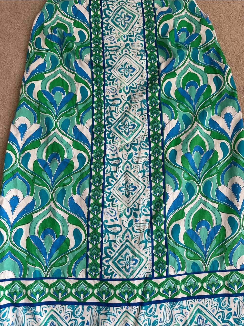 London Times Green & Blue Printed Sleeveless Shift Dress - Picture 3 of 4